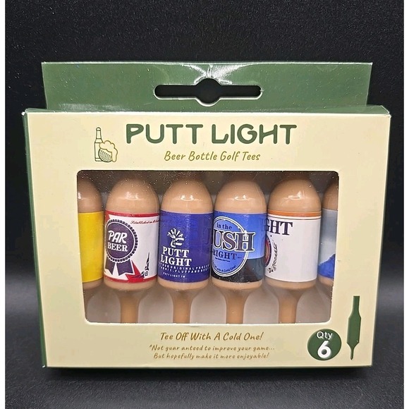 The Unbranded Brand Other - Putt Light Beer Bottle Golf Tees – Novelty‎ Golf Gift – Set of 6